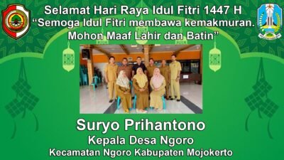 Kepala Desa Ngoro Kabupaten Mojokerto Mengucapkan Selamat Hari Raya Idul Fitri 1447 H