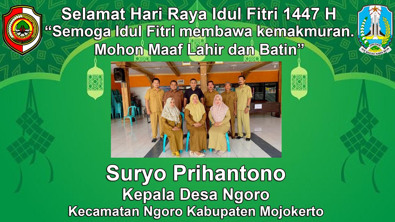 Kepala Desa Ngoro Kabupaten Mojokerto Mengucapkan Selamat Hari Raya Idul Fitri 1447 H