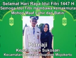Kepala Desa Sukosari, Trawas, Mojokerto Mengucapkan Selamat Hari Raya Idul Fitri 1447 H