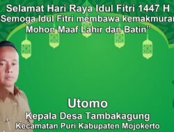 Kepala Desa Tambakagung, Puri, Mojokerto Mengucapkan Selamat Hari Raya Idul Fitri 1447 H