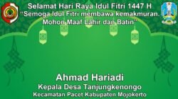 Kepala Desa Tanjungkenongo, Pacet, Mojokerto Mengucapkan Selamat Hari Raya Idul Fitri 1447 H