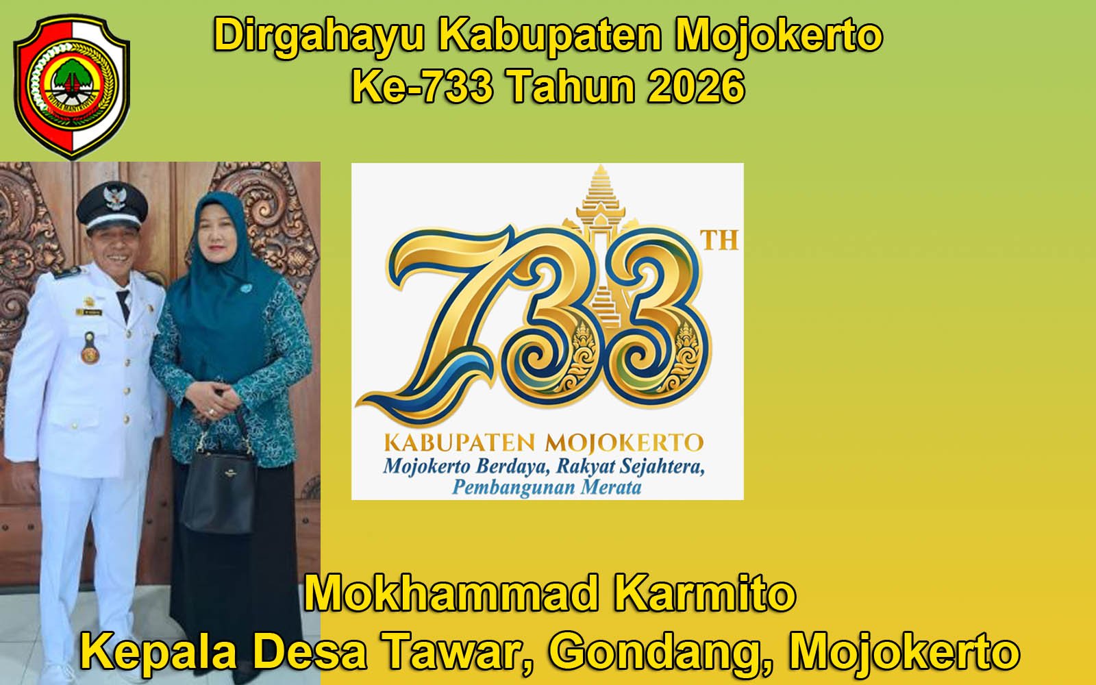Kepala Desa Tawar, Gondang, Mojokerto Mengucapkan Dirgahayu Kabupaten Mojokerto ke-733 Tahun 2026