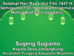 Kepala Desa Jatilangkung, Pungging, Mojokerto Mengucapkan Selamat Hari Raya Idul Fitri 1447 H