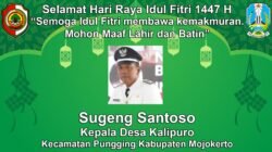 Kepala Desa Kalipuro, Pungging, Mojokerto Mengucapkan Selamat Hari Raya Idul Fitri 1447 H