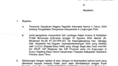 Kapolda Jatim Serius Menangani Dugaan Pidana Pertambangan Ilegal yang Diduga Dilakukan oleh Kades Temon Trowulan Mojokerto