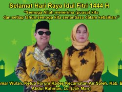 Kepala Desa Damar Wulan Kecamatan Air Saleh Kabupaten Banyuasin Menyampaikan Selamat Hari Raya Idul Fitri 1444 H