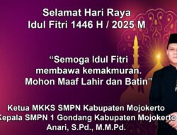 Ketua MKKS SMPN Kabupaten Mojokerto Mengucapkan Selamat Hari Raya Idul Firi 1446 H