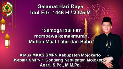 Ketua MKKS SMPN Kabupaten Mojokerto Mengucapkan Selamat Hari Raya Idul Firi 1446 H