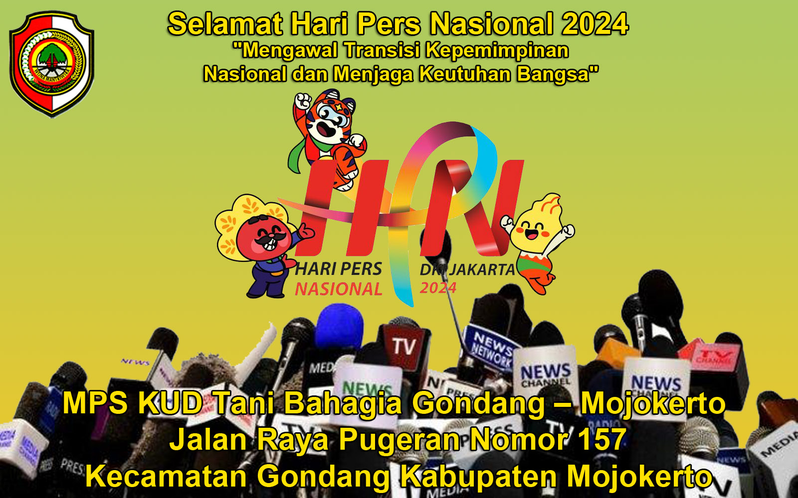 MPS KUD Tani Bahagia Gondang - Mojokerto Mengucapkan Selamat Hari Pers Nasional 2024
