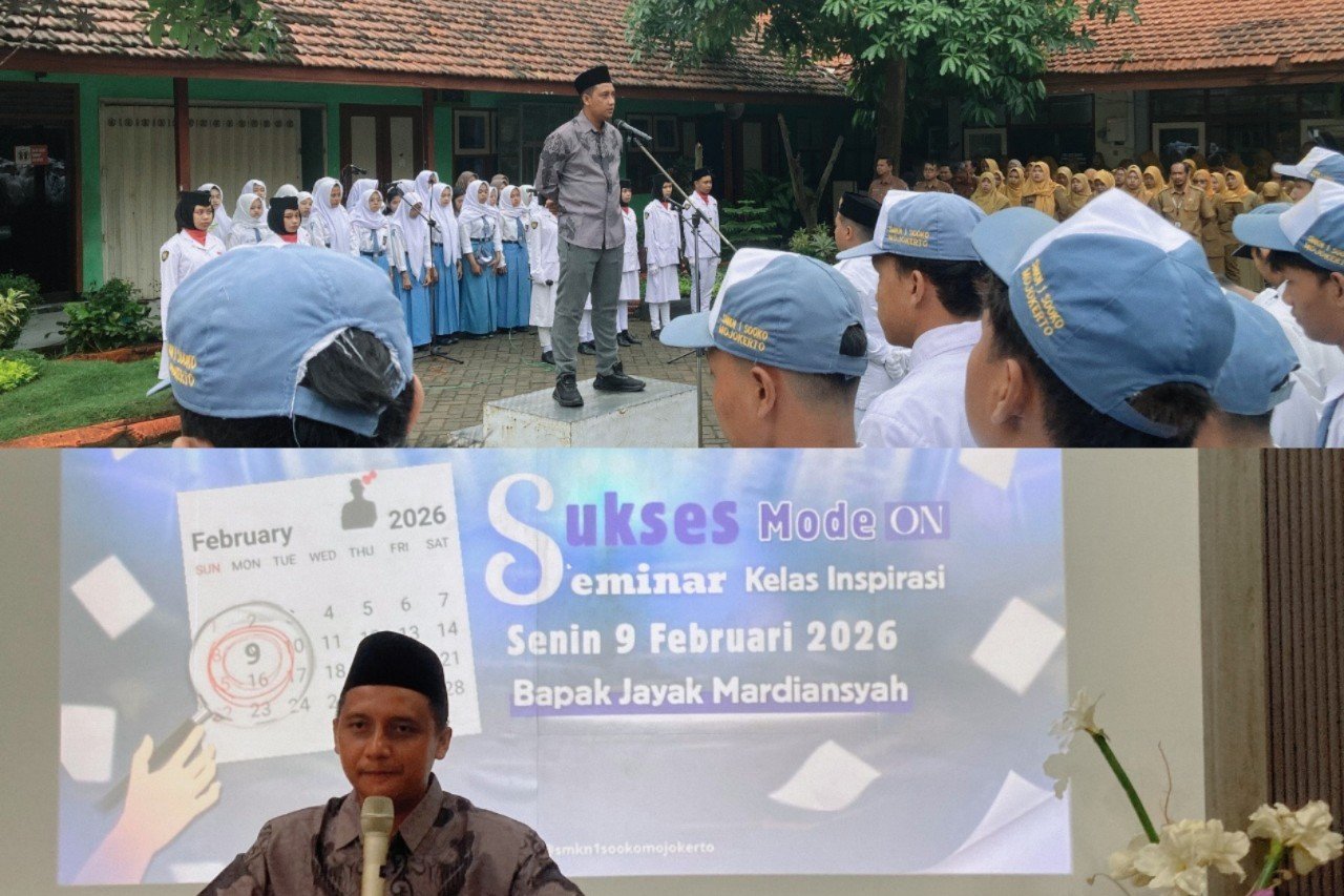 Ketua PWMR Jadi Pembina Upacara dan Narasumber Seminar Success Mode On di SMKN 1 Sooko Mojokerto