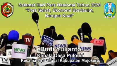 Kepala Desa Puloniti, Bangsal, Mojokerto Mengucapkan Selamat Hari Pers Nasional 2026