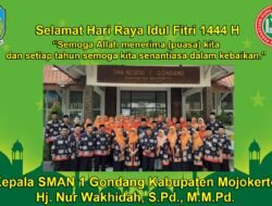 Kepala SMAN 1 Gondang Kabupaten Mojokerto Mengucapkan Selamat Hari Raya Idul Fitri 1444 H