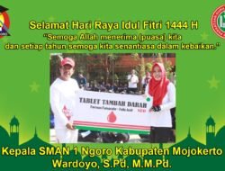 Kepala SMAN 1 Ngoro Kabupaten Mojokerto Mengucapkan Selamat Hari Raya Idul Fitri 1444 H