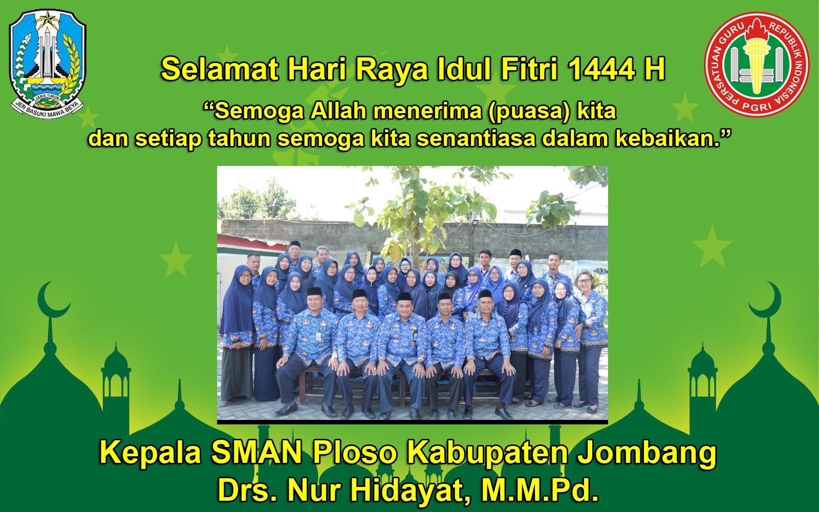 Kepala SMAN Ploso Jombang Mengucapkan Selamat Hari Raya Idul Fitri 1444 H