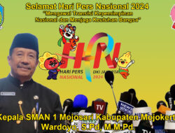 Kepala SMAN 1 Mojosari Kabupaten Mojokerto Mengucapkan Selamat Hari Pers Nasional 2024