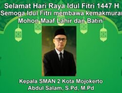 Kepala SMAN 2 Kota Mojokerto Mengucapkan Selamat Hari Raya Idul Fitri 1447 H