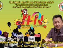 Kepala SMPN 1 Pungging Kabupaten Mojokerto Mengucapkan Selamat Hari Pers Nasional 2024
