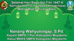 Ketua MKKS SMPN Kabupaten Mojokerto Mengucapkan Selamat Hari Raya Idul Fitri 1447 H
