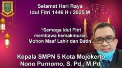 Kepala SMPN 5 Kota Mojokerto Mengucapkan Selamat Hari Raya Idul Firi 1446 H