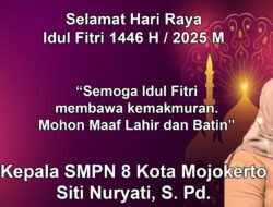 Kepala SMPN 8 Kota Mojokerto Mengucapkan Selamat Hari Raya Idul Firi 1446 H