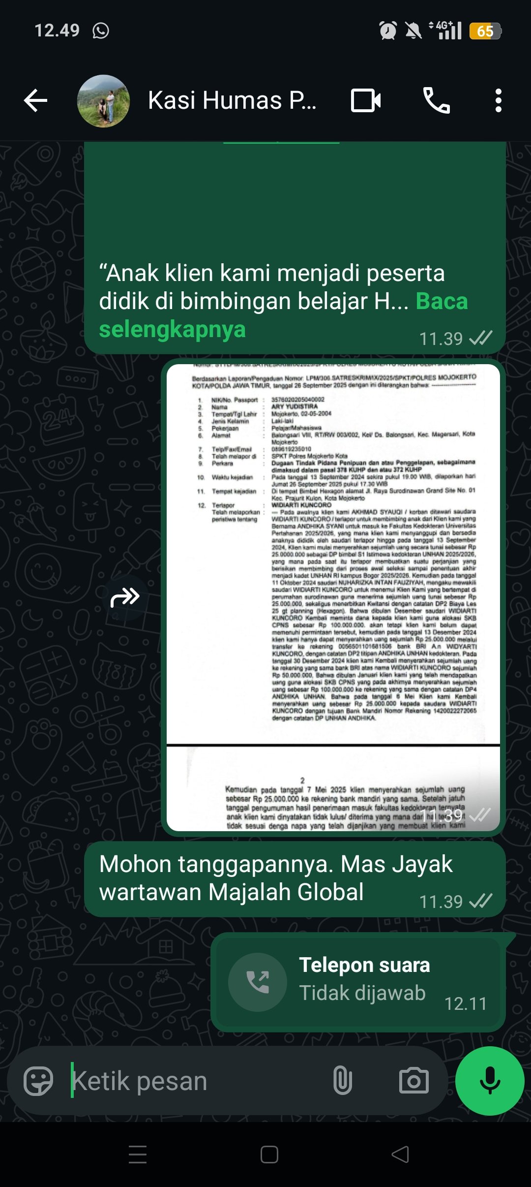 Advokat Hanum Polisikan Pemilik Bimbel Hexagon Kota Mojokerto