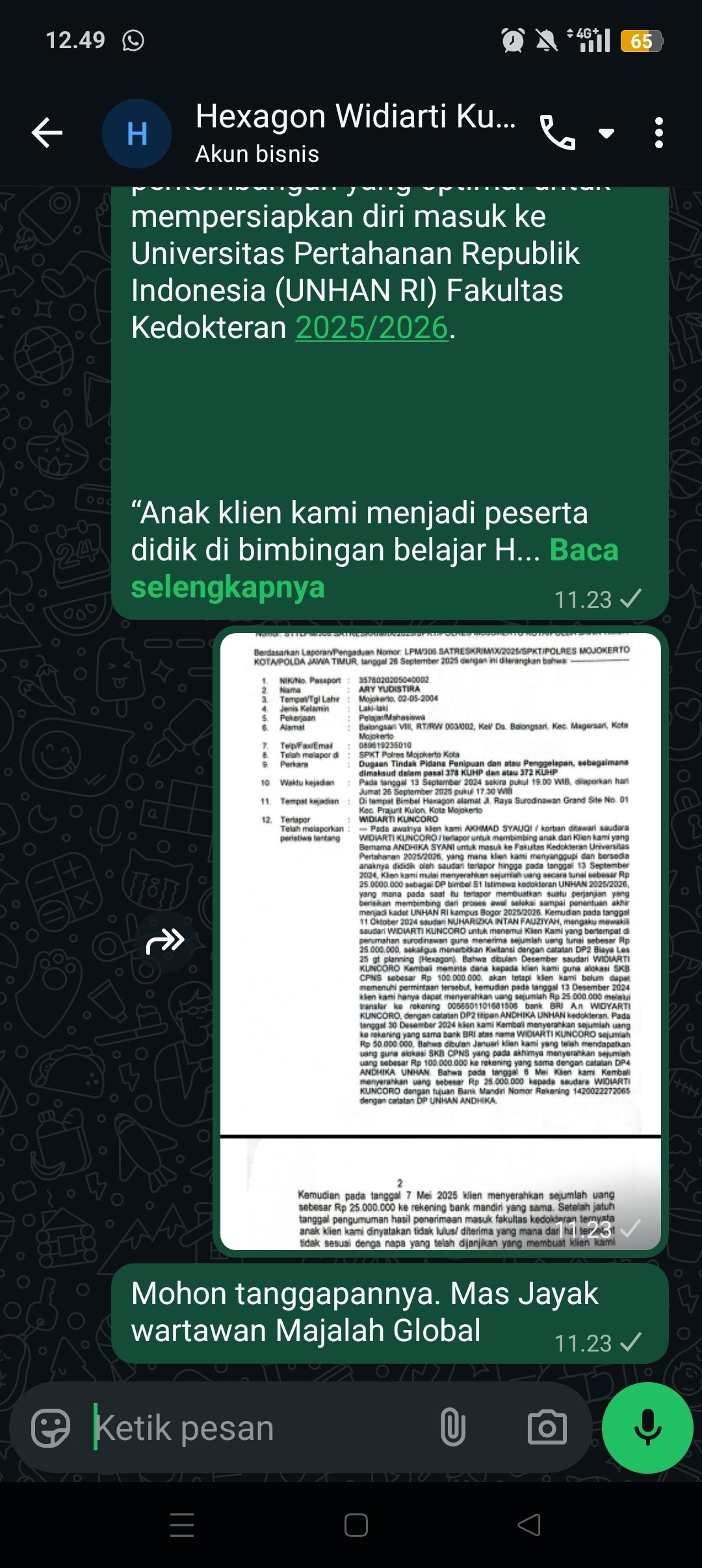Advokat Hanum Polisikan Pemilik Bimbel Hexagon Kota Mojokerto