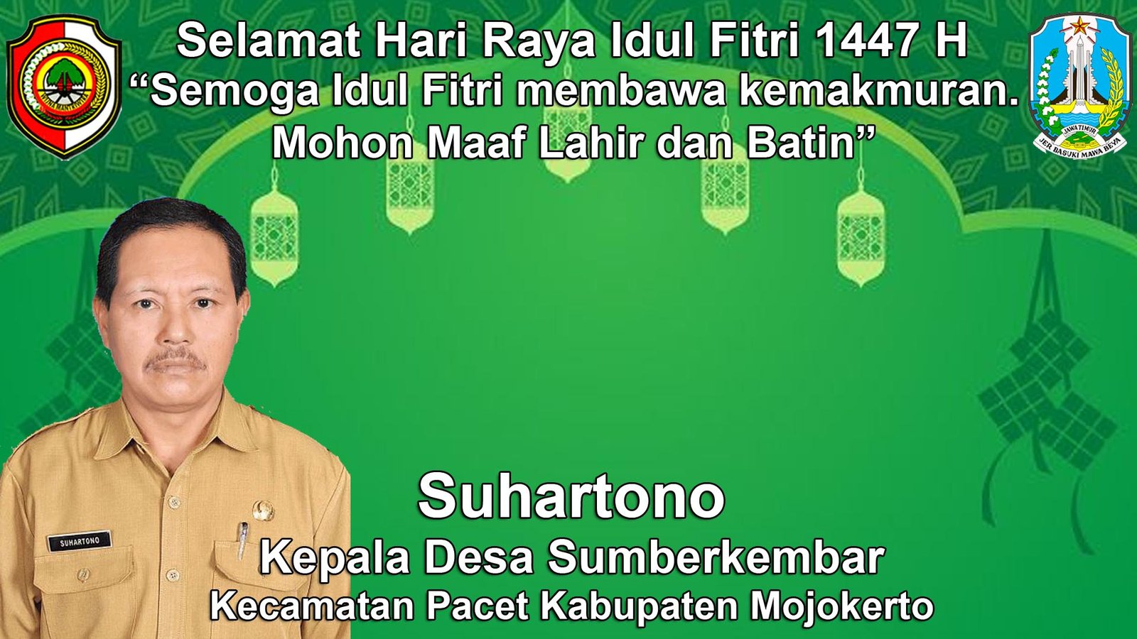 Kepala Desa Sumberkembar, Pacet, Mojokerto Mengucapkan Selamat Hari Raya Idul Fitri 1447 H