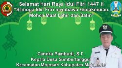 Kepala Desa Sumbertanggul, Mojosari, Mojokerto Mengucapkan Selamat Hari Raya Idul Fitri 1447 H