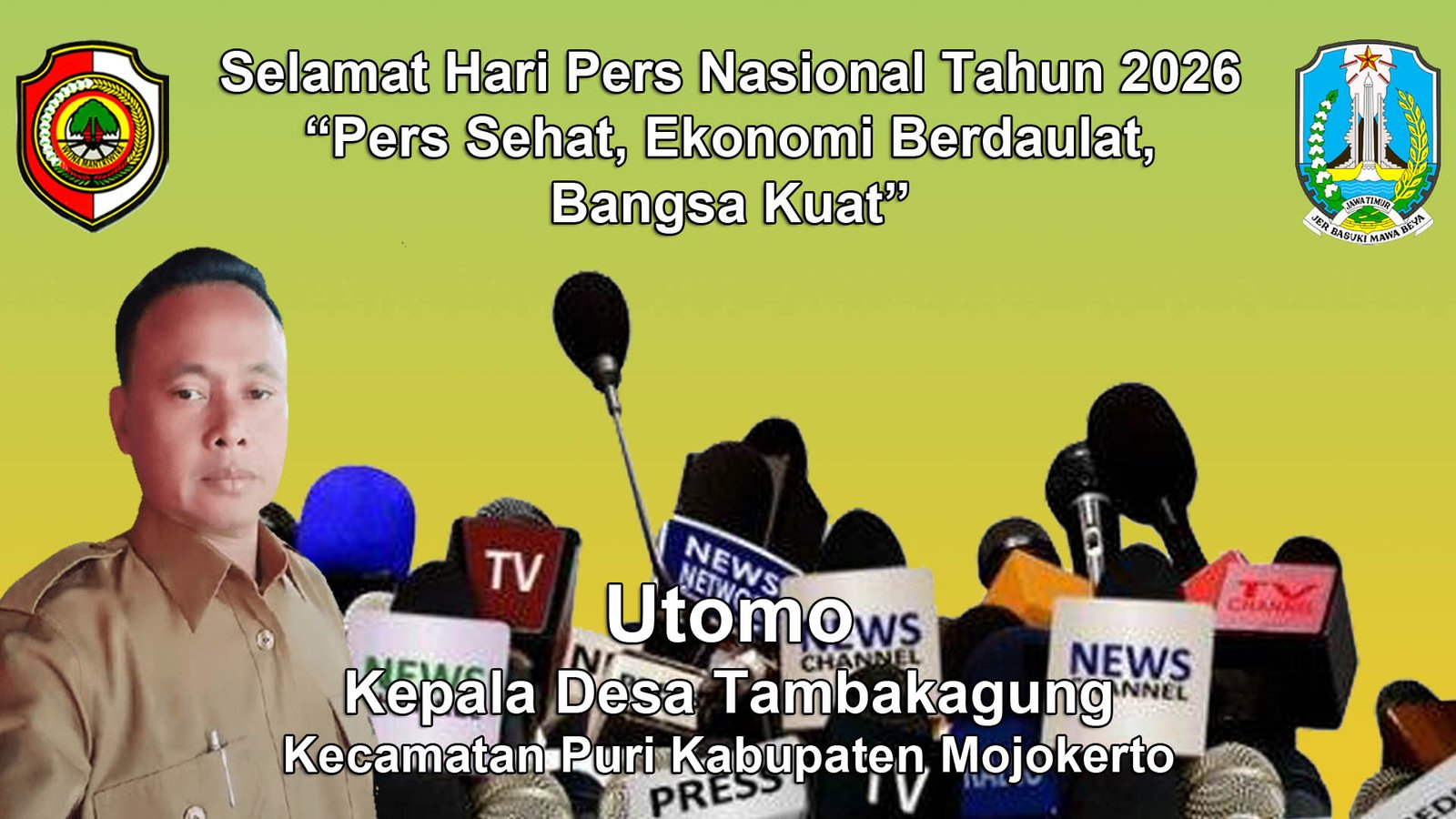 Kepala Desa Tambakagung, Puri, Mojokerto Mengucapkan Selamat Hari Pers Nasional 2026