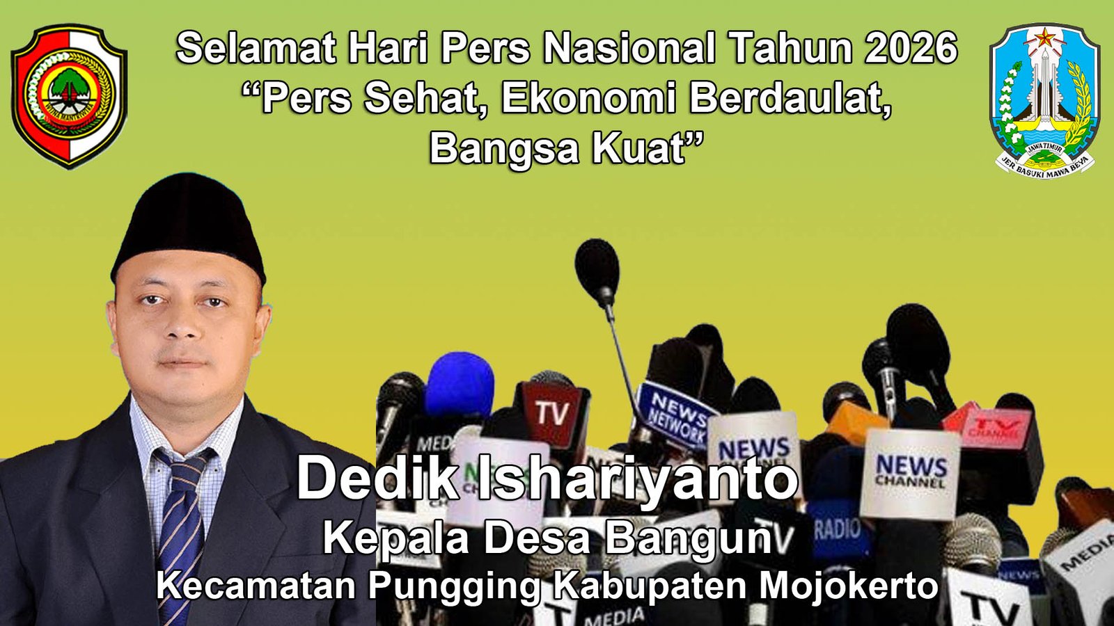 Kepala Desa Bangun Kabupaten Mojokerto Mengucapkan Selamat Hari Pers Nasional 2026