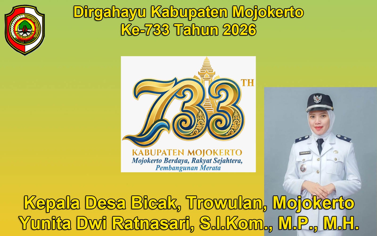 Kepala Desa Bicak, Trowulan, Mojokerto Mengucapkan Dirgahayu Kabupaten Mojokerto ke-733 Tahun 2026