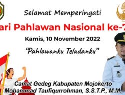Camat Gedeg Mohammad Taufiqurrohman, S.S.T.P., M.M. Mengucapkan Selamat Hari Pahlawan Nasional Ke-77