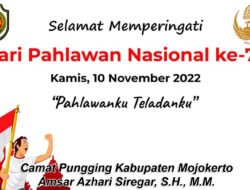 Camat Pungging Amsar Azhari Siregar, S.H., M.M. Mengucapkan Selamat Hari Pahlawan Nasional Ke-77