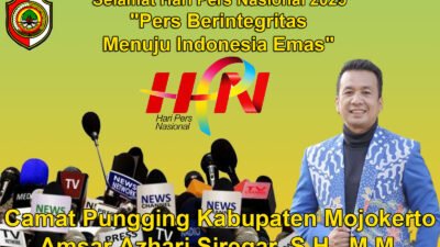 Camat Pungging Kabupaten Mojokerto Mengucapkan Selamat Hari Pers Nasional 2025