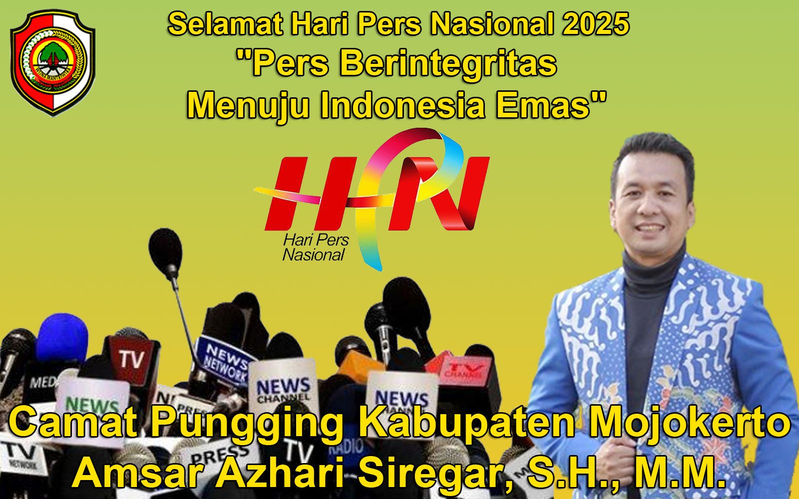 Camat Pungging Kabupaten Mojokerto Mengucapkan Selamat Hari Pers Nasional 2025