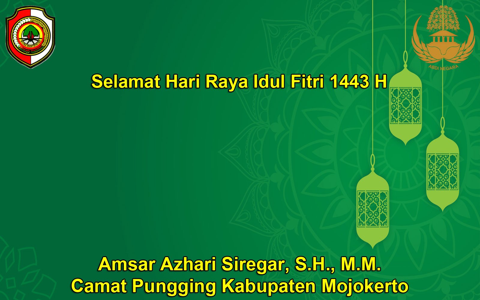 Camat Pungging Amsar Azhari Siregar, S.H., M.M. Mengucapkan Selamat Hari Raya Idul Fitri 1443 H