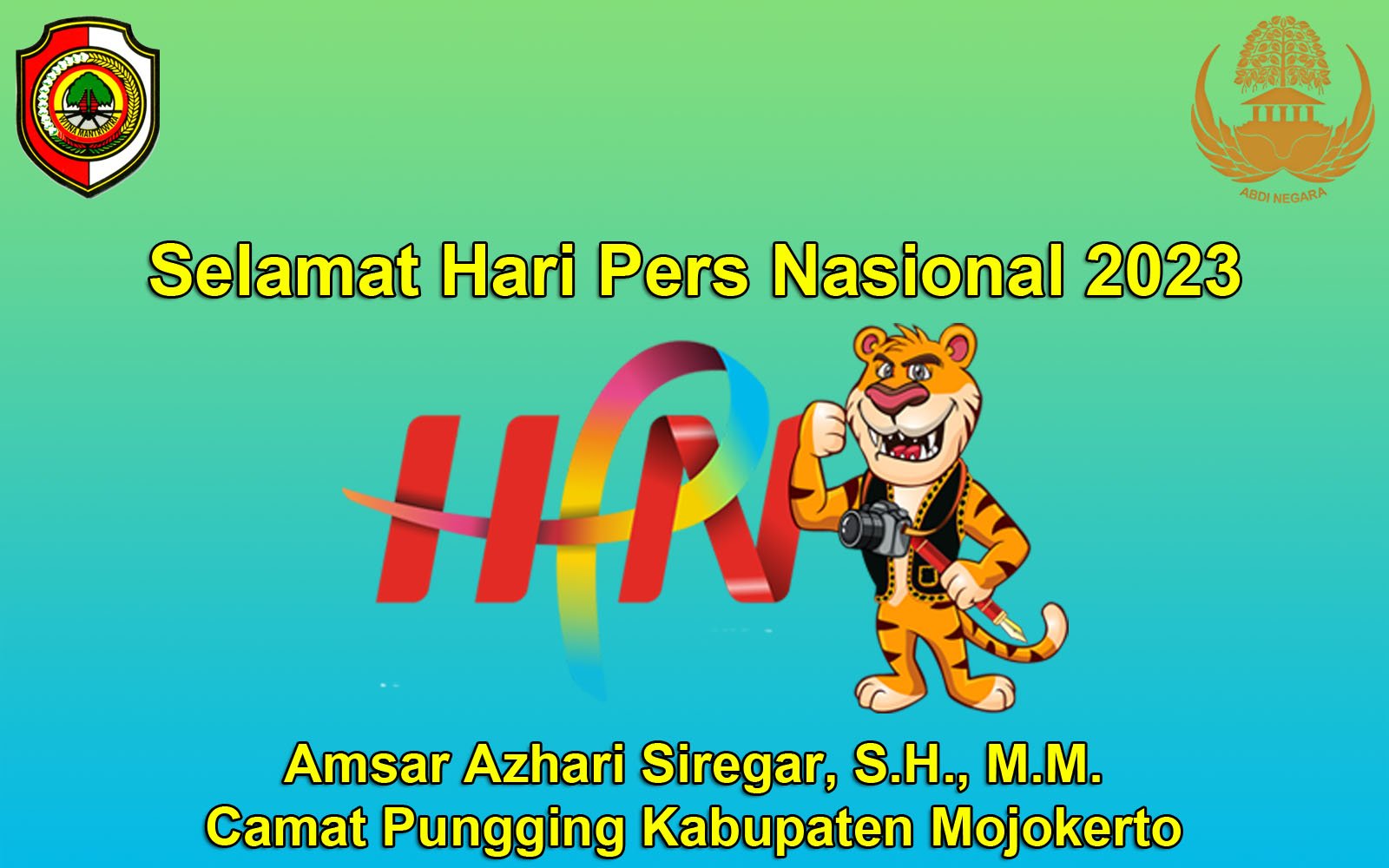 Camat Pungging Kabupaten Mojokerto Amsar Azhari Siregar, S.H., M.M. Mengucapkan Selamat Hari Pers Nasional 2023