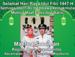 Kepala Desa Cepokolimo, Pacet, Mojokerto Mengucapkan Selamat Hari Raya Idul Fitri 1447 H
