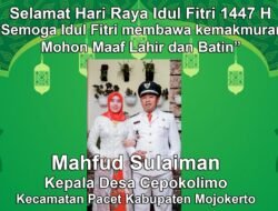 Kepala Desa Cepokolimo, Pacet, Mojokerto Mengucapkan Selamat Hari Raya Idul Fitri 1447 H