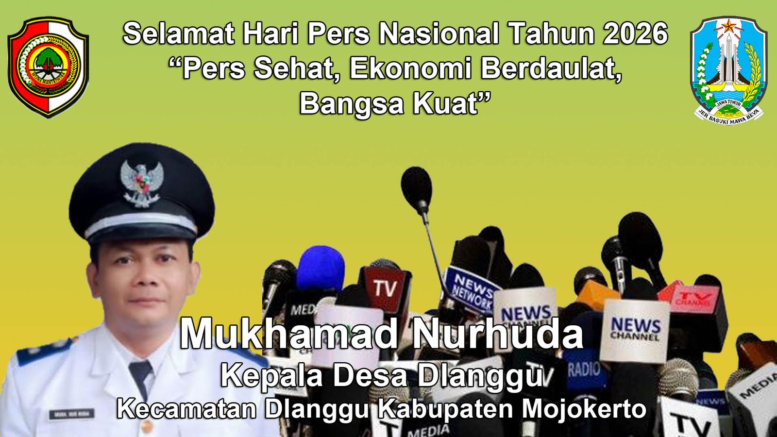 Kepala Desa Dlanggu Kabupaten Mojokerto Mengucapkan Selamat Hari Pers Nasional 2026