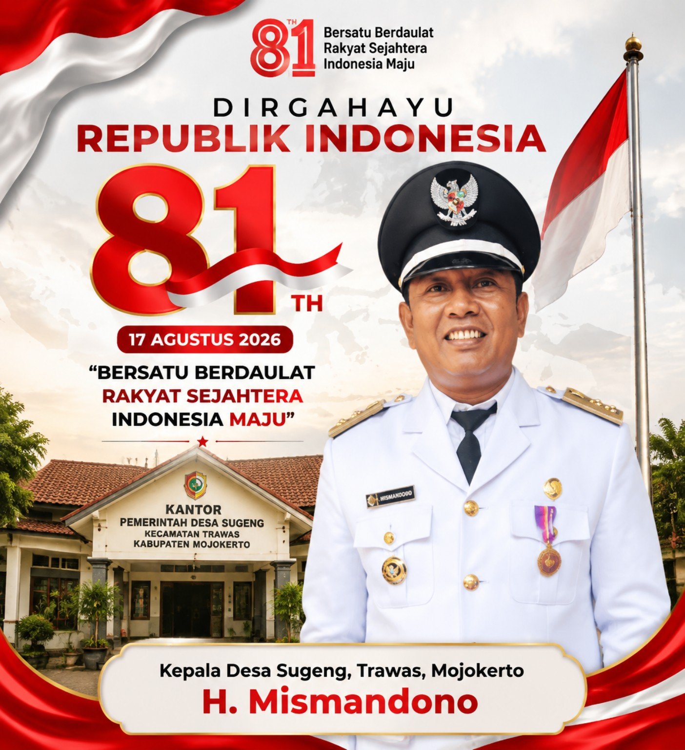 Kepala Desa Sugeng, Trawas, Mojokerto Mengucapkan Selamat HUT RI ke-81 Tahun 2026