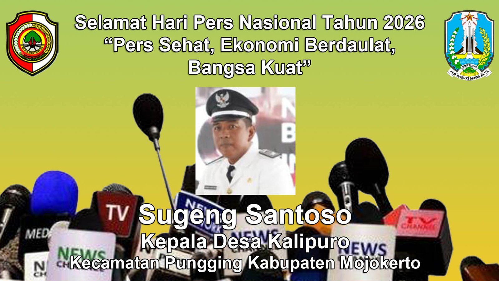 Kepala Desa Kalipuro Kabupaten Mojokerto Mengucapkan Selamat Hari Pers Nasional 2026