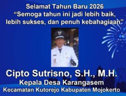 Kepala Desa Karangasem, Kutorejo, Mojokerto Mengucapkan Selamat Tahun Baru 2026