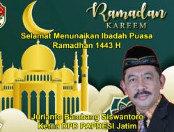 Ketua DPD PAPDESI Jatim Jurianto Bambang Siswantoro Mengucapkan Selamat Menunaikan Ibadah Puasa 1443 H