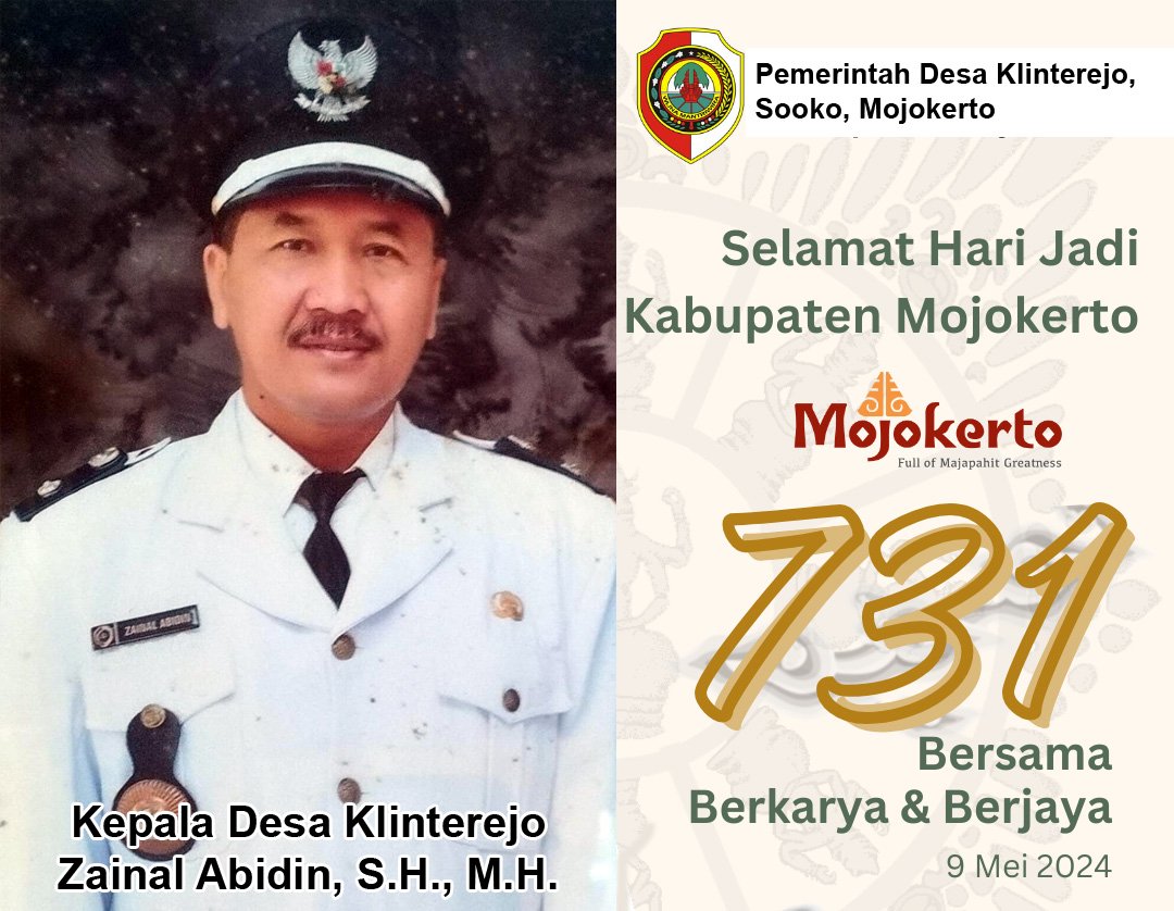 Kepala Desa Klinterejo Mengucapkan Selamat Hari Jadi Kabupaten Mojokerto Ke-731