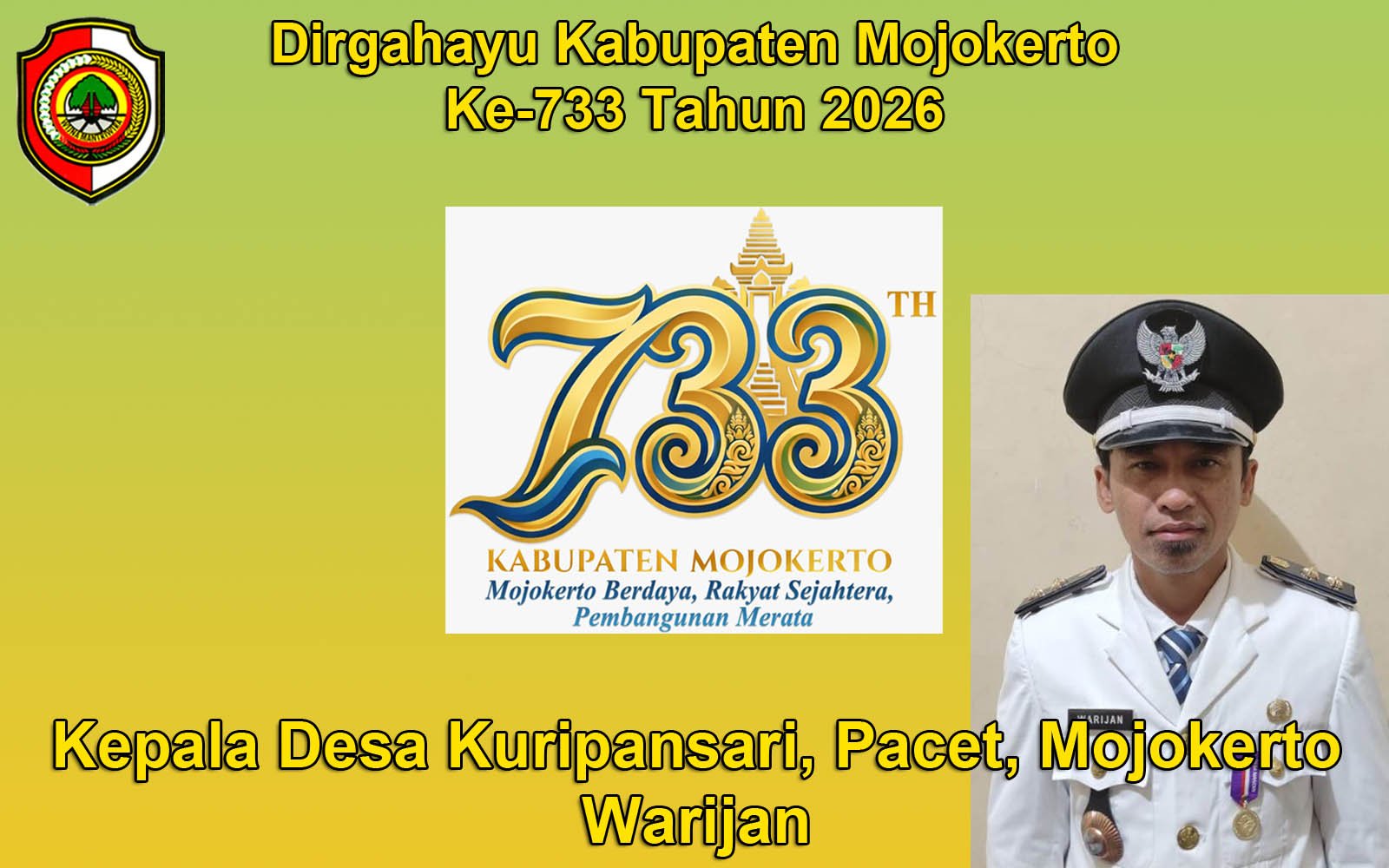 Kepala Desa Kuripansari, Pacet, Mojokerto Mengucapkan Dirgahayu Kabupaten Mojokerto ke-733 Tahun 2026