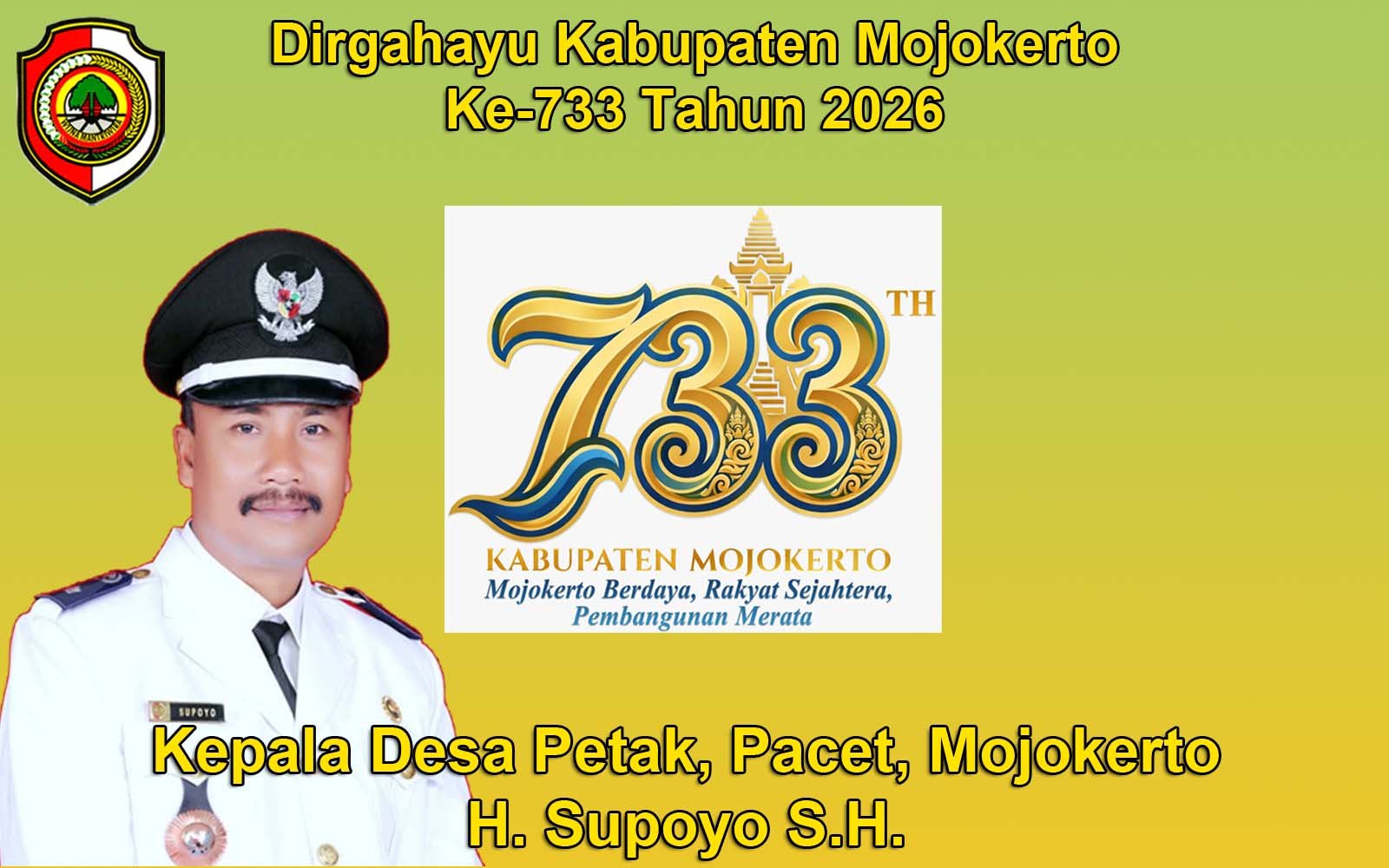 Kepala Desa Petak, Pacet, Mojokerto Mengucapkan Dirgahayu Kabupaten Mojokerto ke-733 Tahun 2026