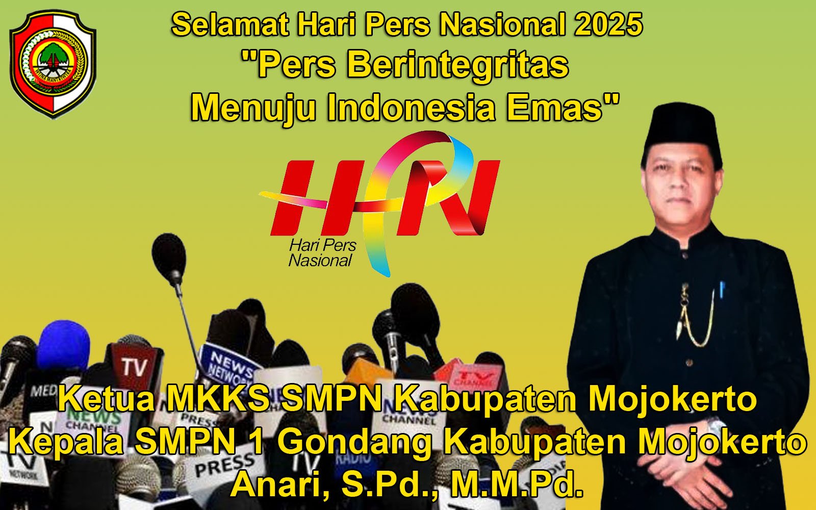 Ketua MKKS SMPN Kabupaten Mojokerto Mengucapkan Selamat Hari Pers Nasional 2025