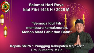 Kepala SMPN 1 Pungging Kabupaten Mojokerto Mengucapkan Selamat Hari Raya Idul Firi 1446 H