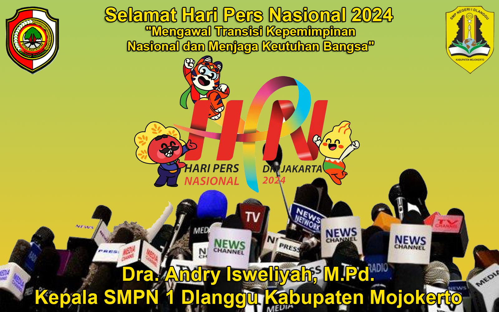 Kepala SMPN 1 Dlanggu Kabupaten Mojokerto Mengucapkan Selamat Hari Pers Nasional 2024